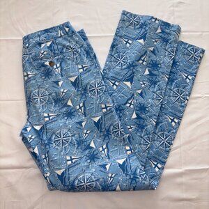 Vineyard Vines Slim Fit Breaker Pants Sailing Print Ocean Breeze 30x34 Cotton